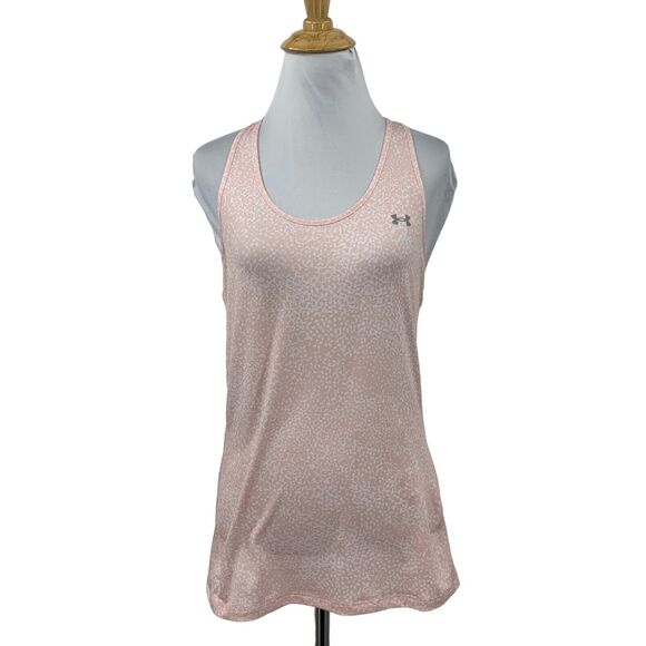 Under Armour Tank Top Women S Small Pink White HeatGear Mesh Racerback Flat Lock - Picture 1 of 13